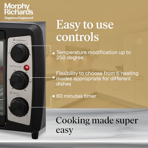 Close-up of Morphy Richards 20R OTG temperature, heating mode selector and timer knobs