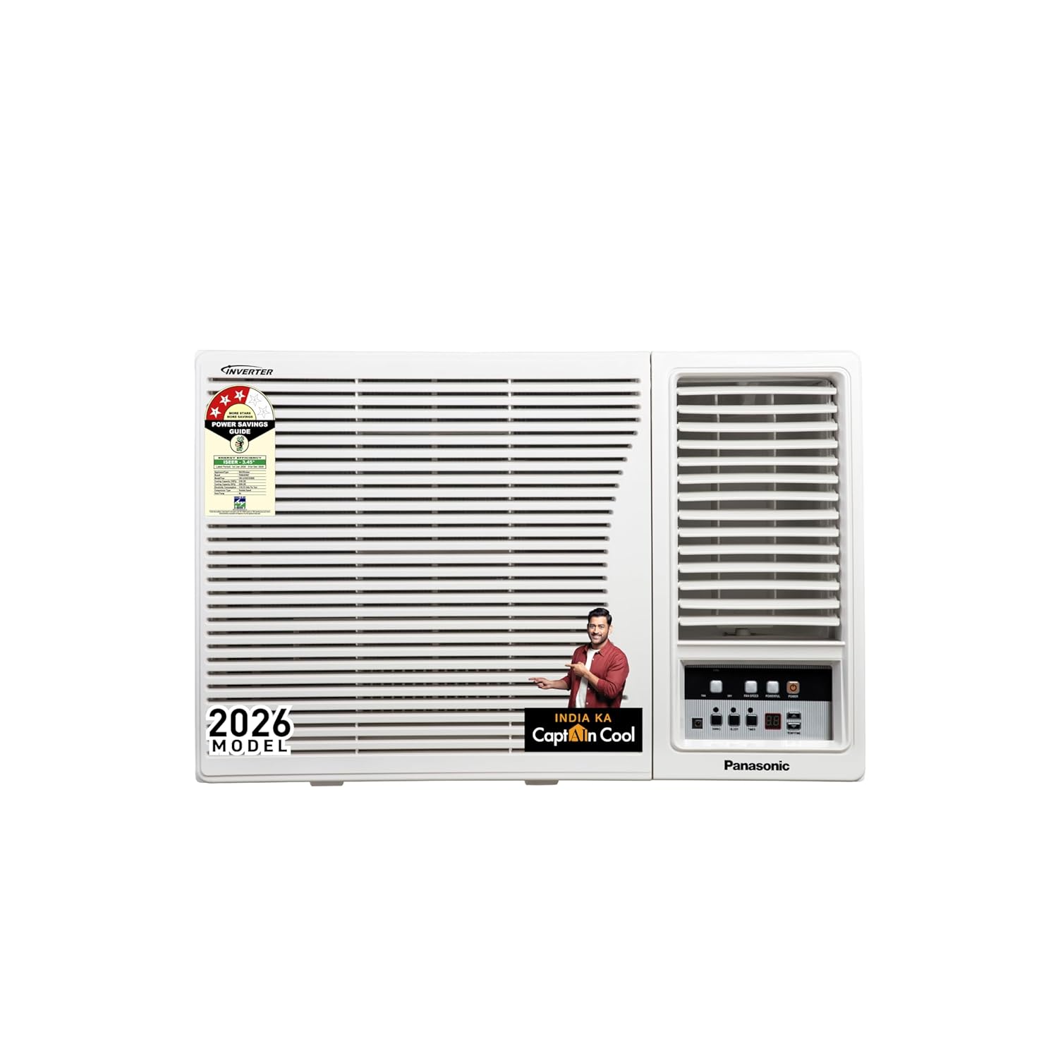 Panasonic 1.5T Inverter Window AC (3 Star, New Star Rated, 50°C Oper., Copper Cond., 8in1 Convertible, 2-Way, PM0.1 Filter, ECO & Powerful Mode, CW-LU183CG)