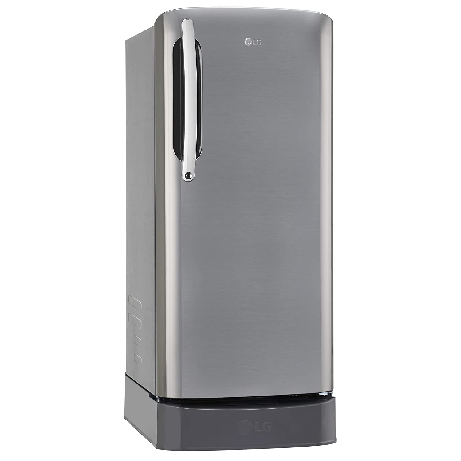 LG 201 L 5 Star Inverter Direct-Cool Single Door Refrigerator (GL-D211HPZZ, Shiny Steel, Base stand with drawer & Smart connect, Gross Volume- 204 L)