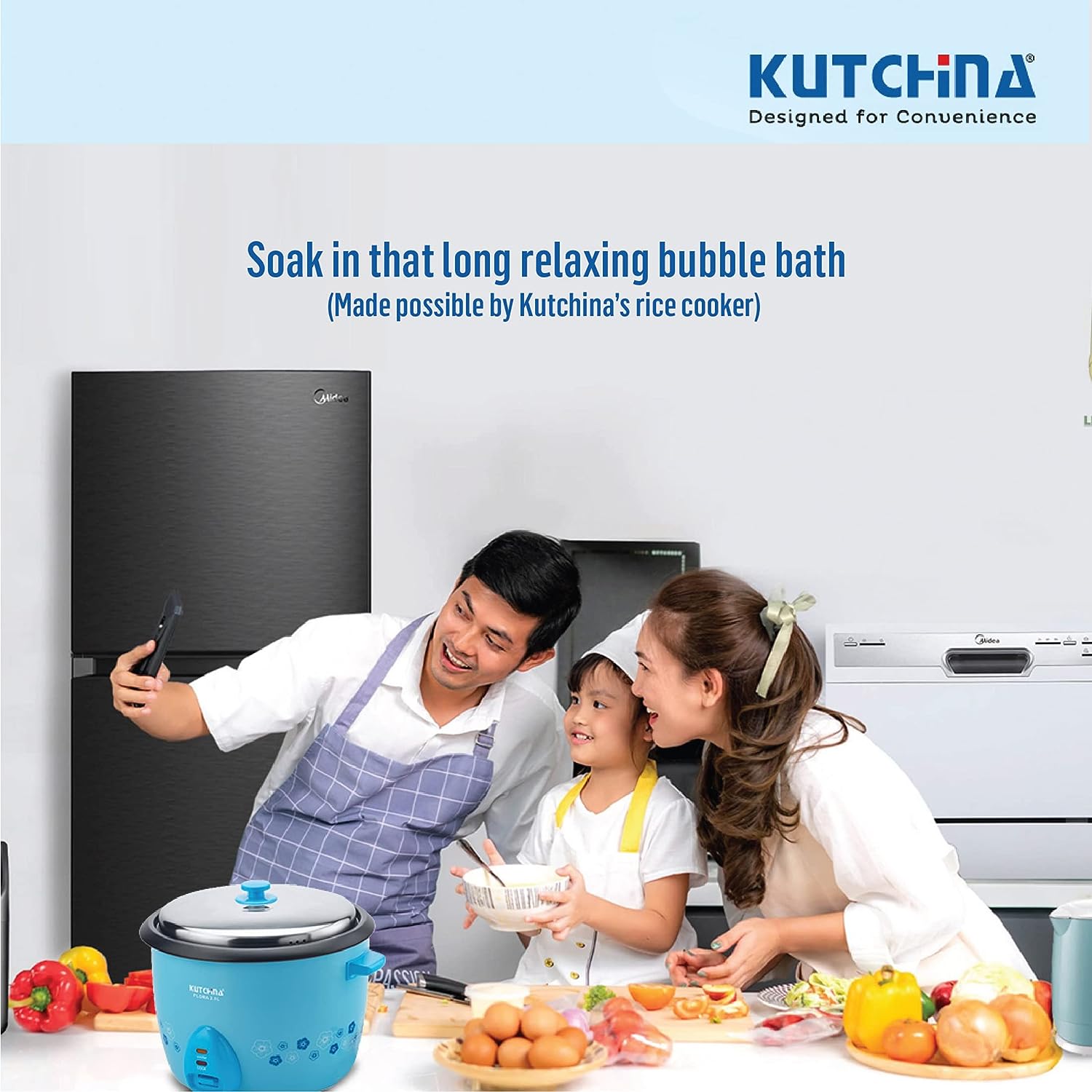 Kutchina Flora Electric Rice Cooker 2.8 Litre 1000 W with Non Stick inner pot and detachable power cord