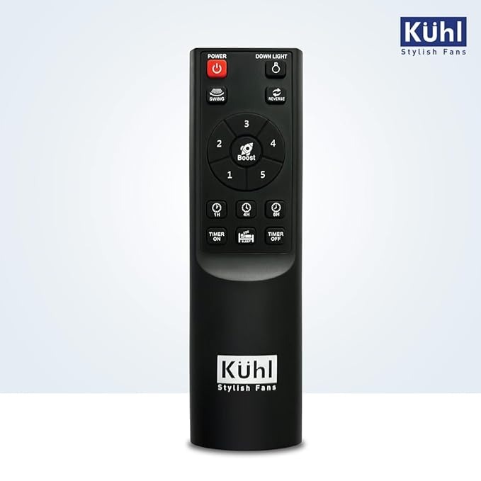 KUHL Inspira P1 BLDC Pedestal Fan | 5 Blades | 6 Speed | Remote Control | Touch Panel & Display | Height & Angle Adjustment | High Air Flow & Low Noise | 400mm | 28W | Black