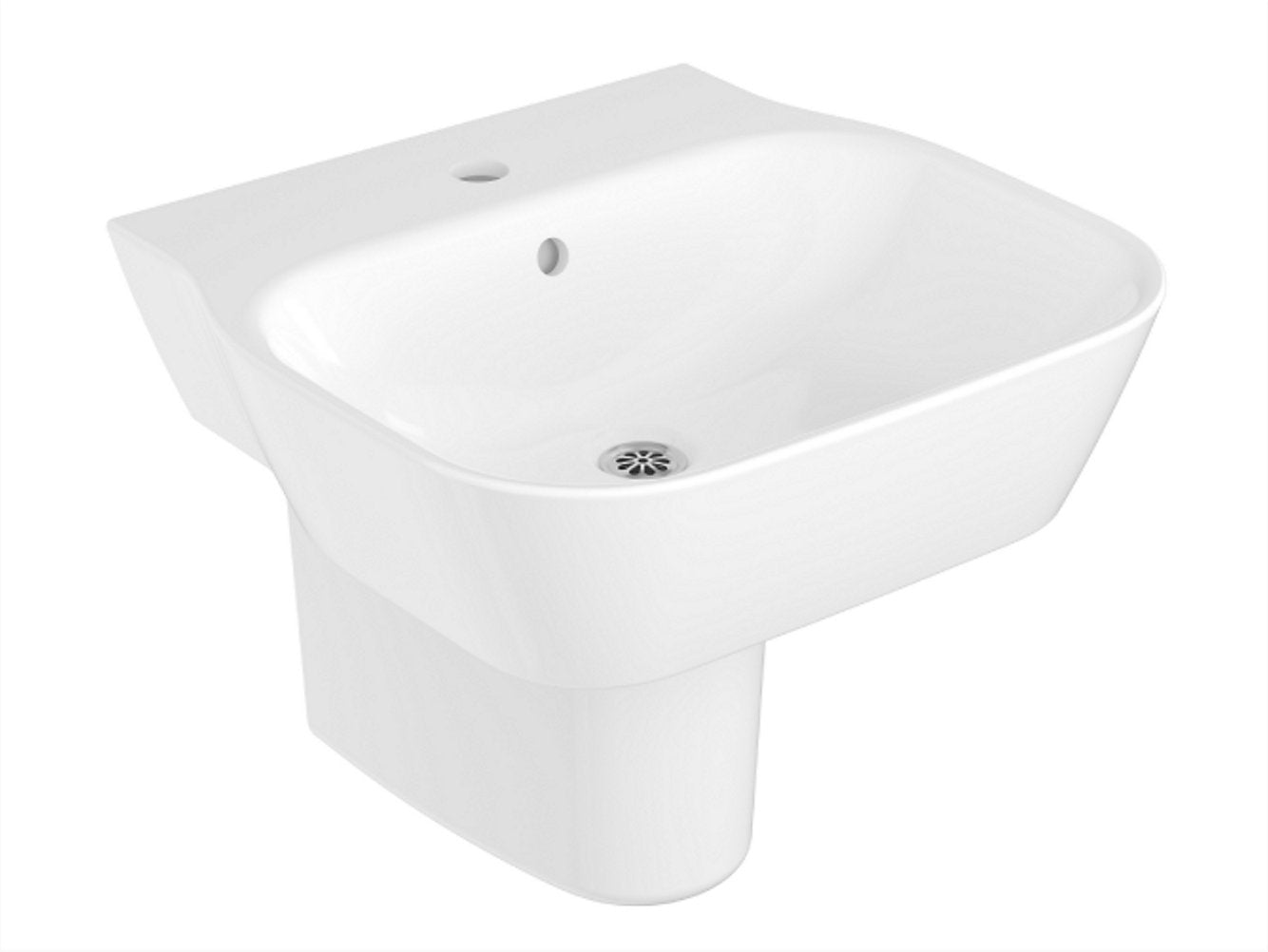 kohler K-24563IN-0 484mm x 459mm square wall mount lavatory with half pedestal