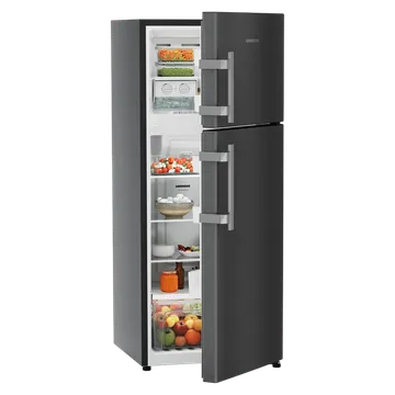 LIEBHERR Pure 245L 2 Star Frost Free Double Door Fridge with Anti-Bacterial Gasket (TCLbsB 2411, Black Steel)