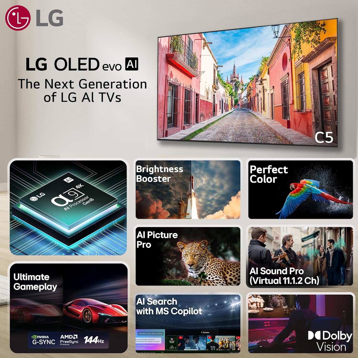 LG 65 OLED evo C5 AI Series 4K Ultra HD Smart TV OLED65C56LA (3840 x 2160) with webOS
