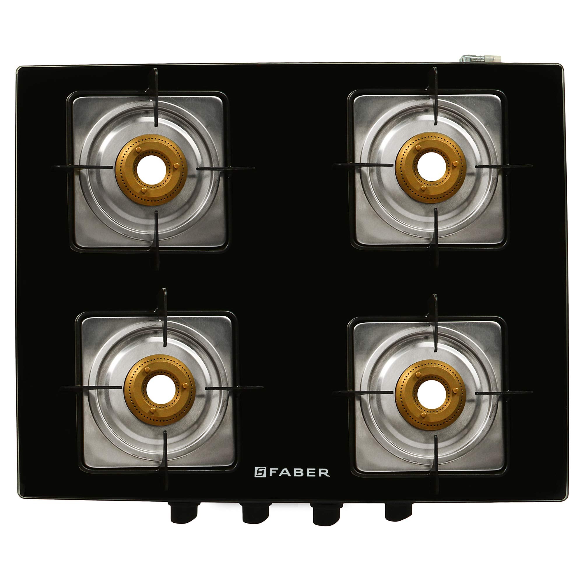 Faber Supreme Plus Glass 4 Burner Cooktop, Black (106.0534.545)