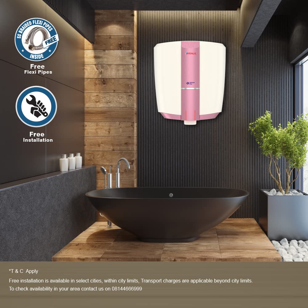 Venus Splash Pro Storage Water Heater (10 Litre, Ivory/Mystic Rose)