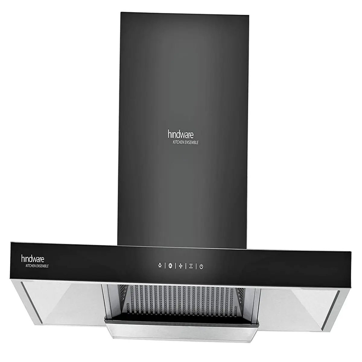 Hindware 90 cm 1200 m³/HR Auto-Clean Angular Kitchen Chimney (C100161, Filterless Technology, Touch Control, Black and Inox)