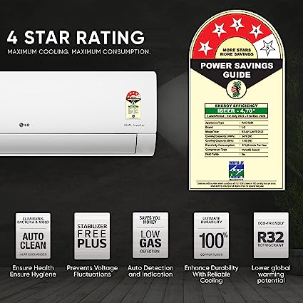 LG 1 Ton 5 Star Inverter Split AC White (Copper Condenser, RS-Q14KNZE)