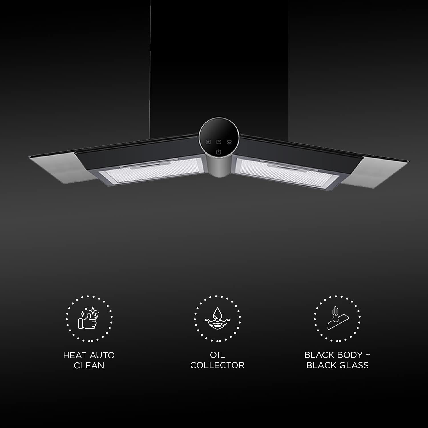 Carysil Wings 60 cm 1000 m3/hr Heat Auto Clean Chimney - Digital Display, Touch control, BF, BK, Oil Collector