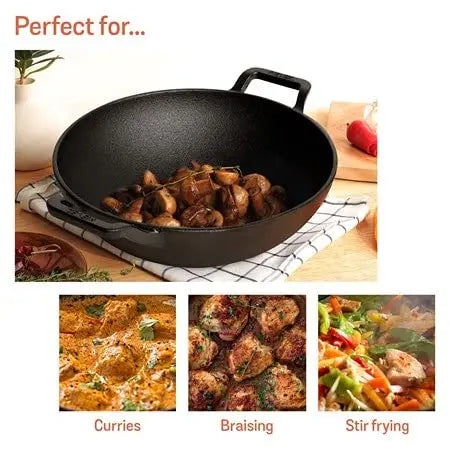Meyer Cast Iron Kadai 48186 30cm Black
