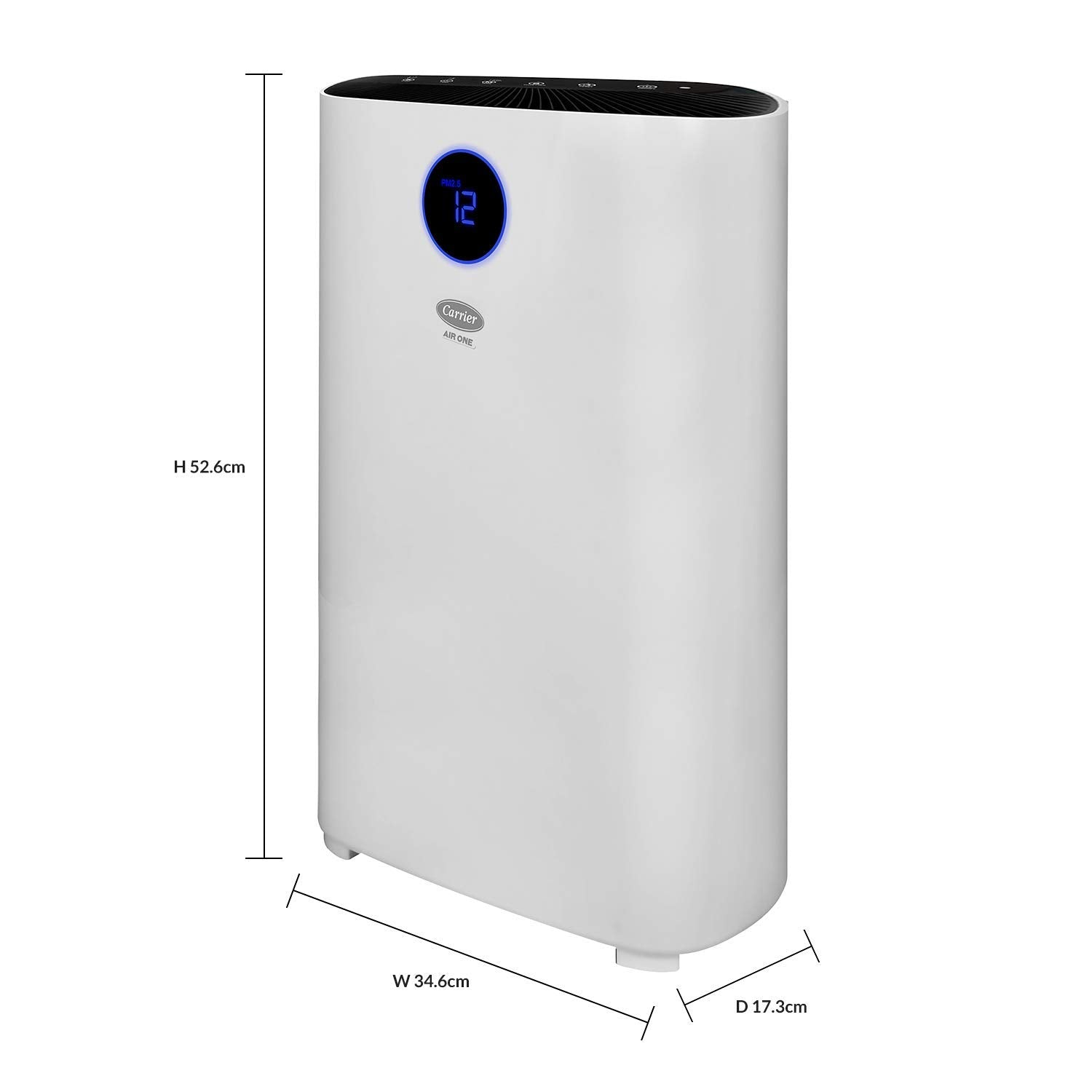 Carrier Air One Room Air Purifier with 3 Stage Filtration, PM2.5 Display and Color Indicator (260 CADR, Room Size Upto 300 sq ft with 3 Air Changes/Hour.)