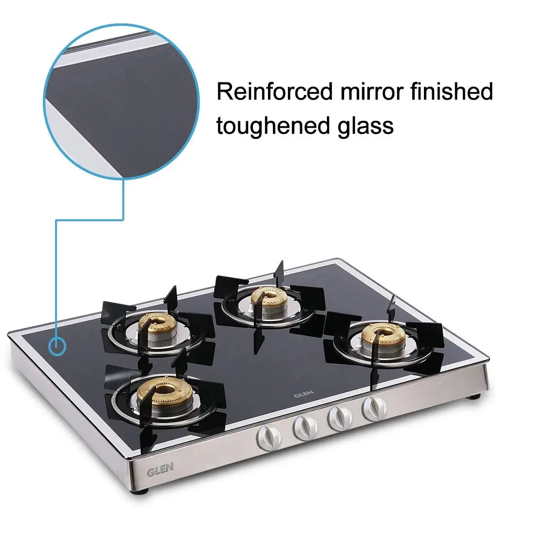 Glen GL 1048 GT Auto Ignition Forged BB Mirror Designer Glass Cooktop