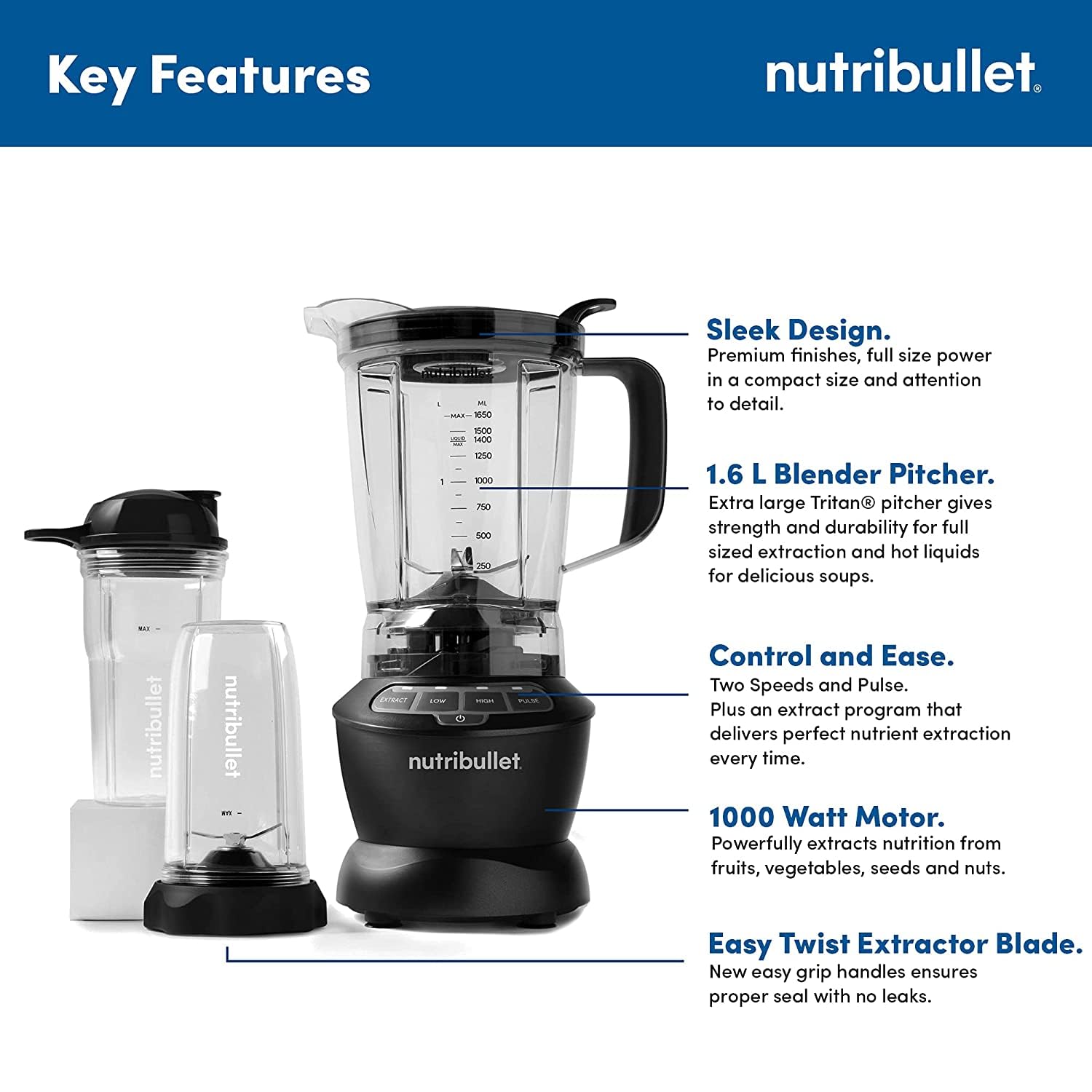The Original Nutribullet 1000W Combo Blender: USA's #1 Mixer, Grinder, Smoothie Maker, Food Processor