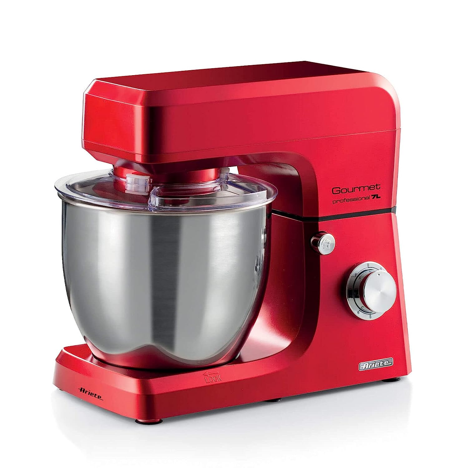 Ariete Gourmet Stand Mixer Professional 7L 1598/01, Planetary Mixer, 1200 W, 7 L Capacity, 3 Accessories, 6 Speeds, Pulse Function, Splash guard Lid, Red