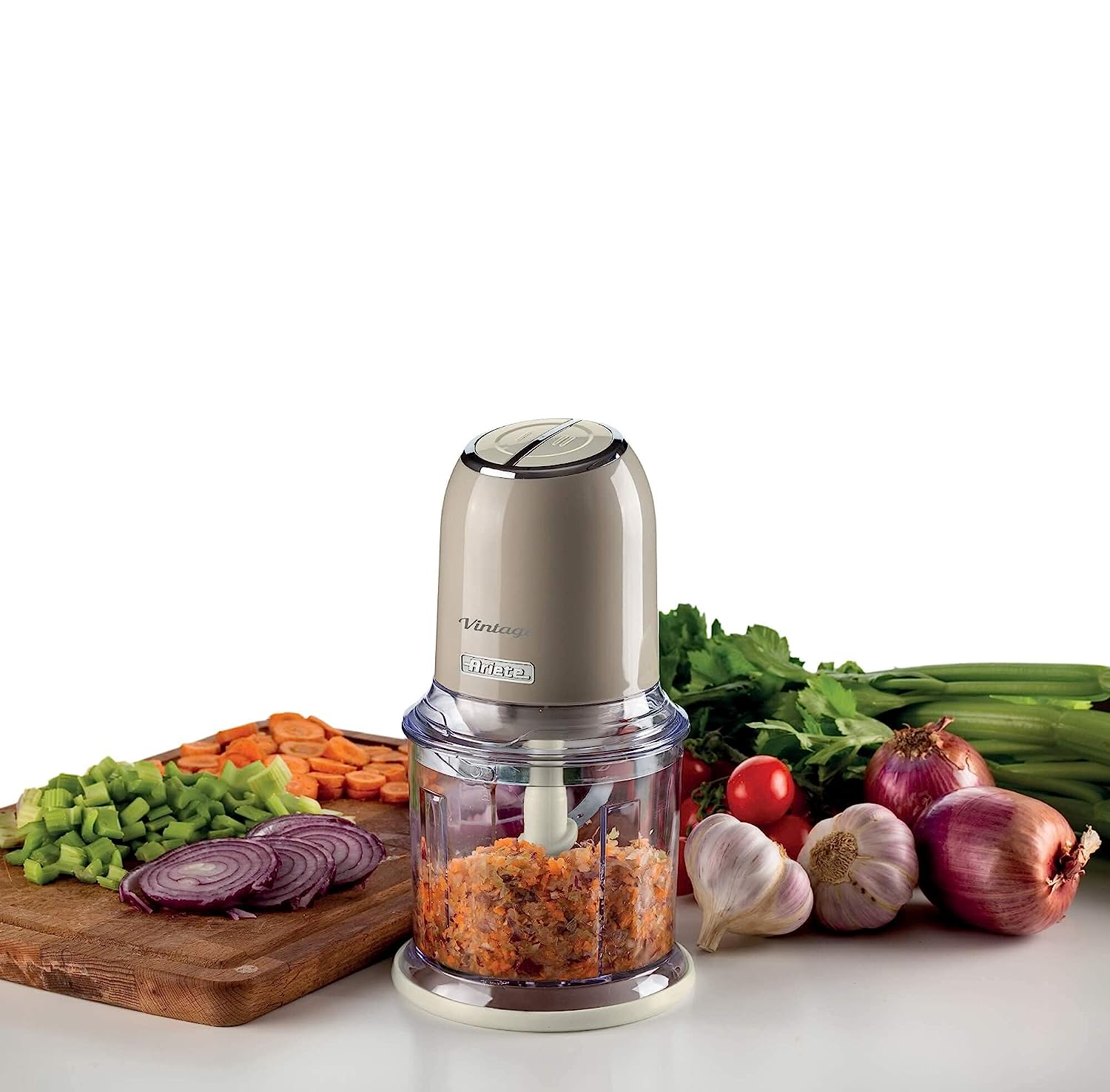 Ariete 438, Vintage chopper, ice crusher, 2 speeds, 4 stainless steel blades, 600 ml, 400 W, Beige