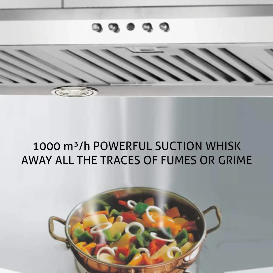 Glen Stainless Steel 60 cms Kitchen Chimney Push Button 6062 Baffle Filter 1000 m3h
