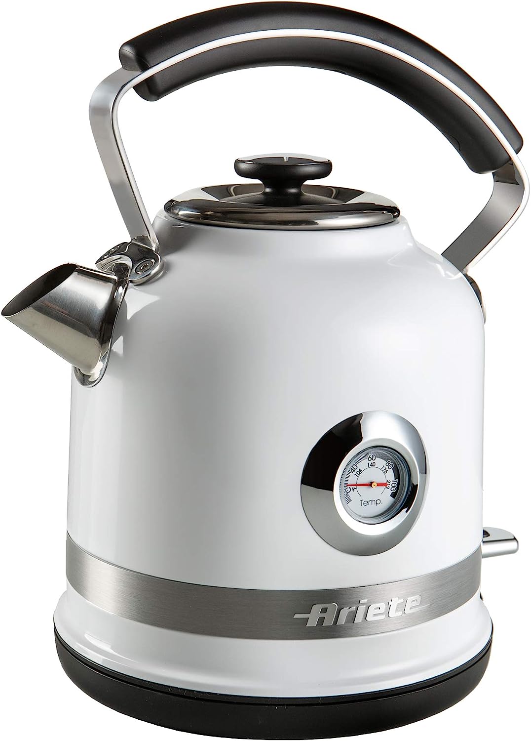 Ariete 2854B Moderna Cordless Electric Kettle, Stainless Steel Body, 1.7 Litre Capacity, White