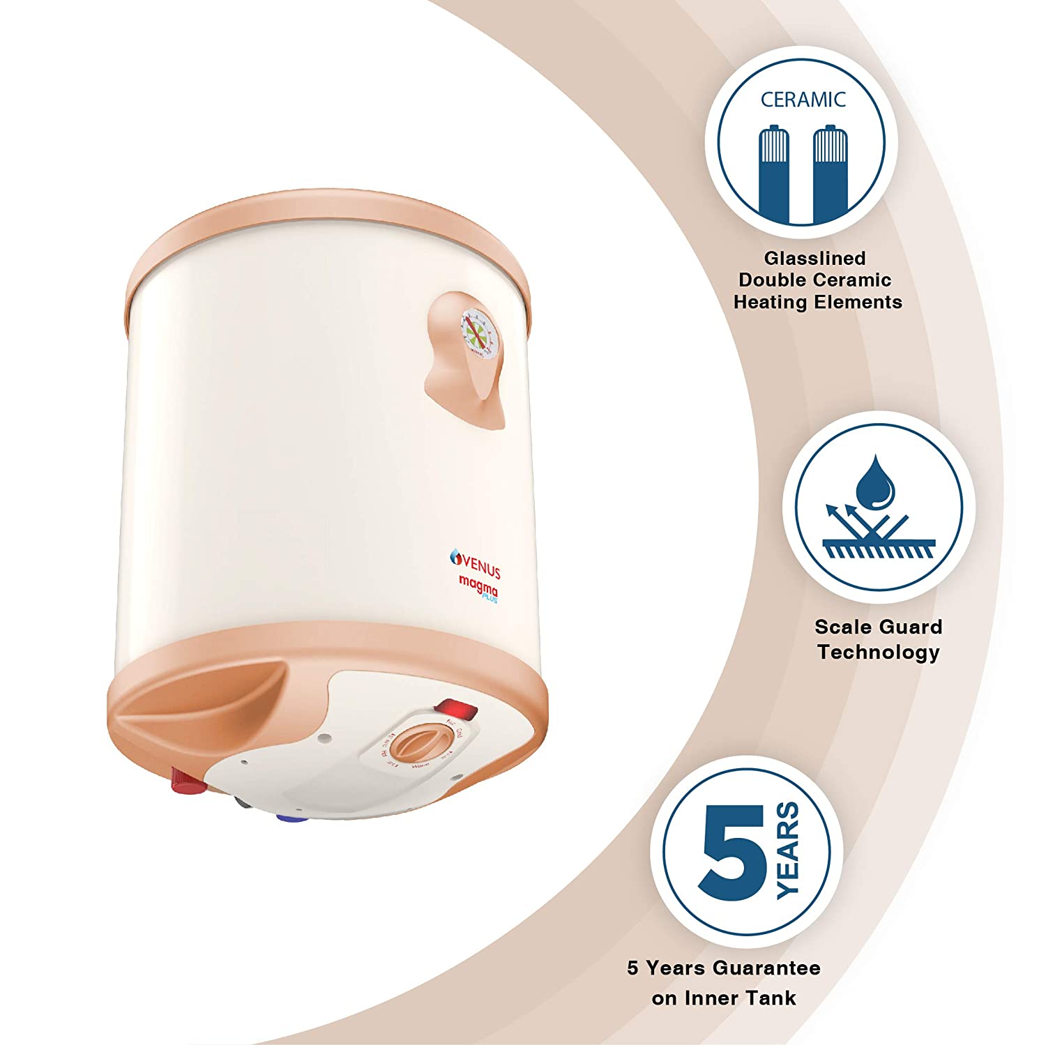 Venus Magma Plus 10GV 2000-Watt Water Heater (Ivory, BEE Star Rating - 4 Stars)