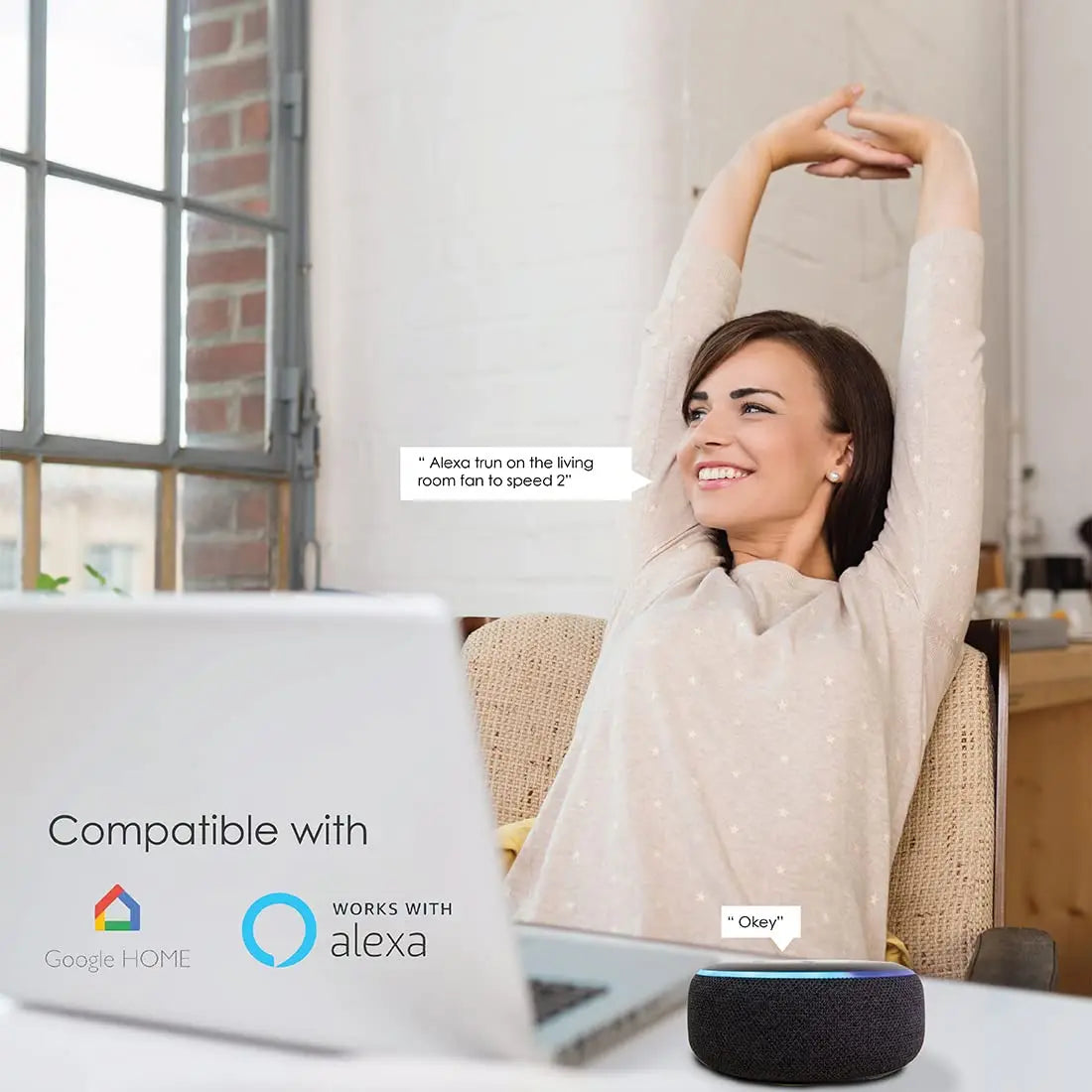 Polycab Hohm Stolz Wi-Fi Smart Fan 1200mm Intelligent Ceiling Fan Compatible with Alexa, Google Assistant, IR Remote & Hohm Mobile App for Living Room Bedroom & Dining Room (48 inch, Grey)(Free Instal