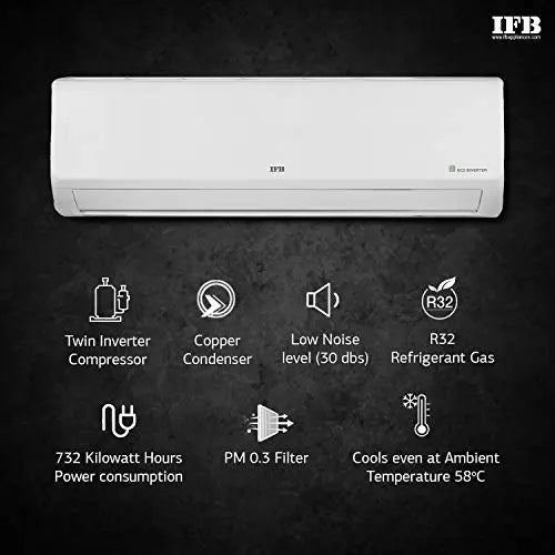 IFB 1 Ton 3 Star Twin Inverter Split Fastcool Silver Series AC (Copper, PM 0.3 Filter, IACI12SA3G3C, 2021 Model, Ivory Matte)