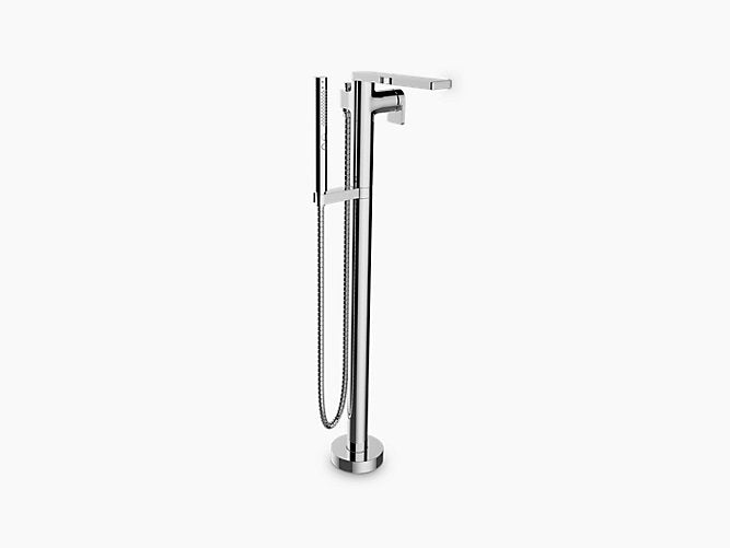 kohler K-73087T-B4-CP Floor mount bathtub filler with hand shower in polished chrome