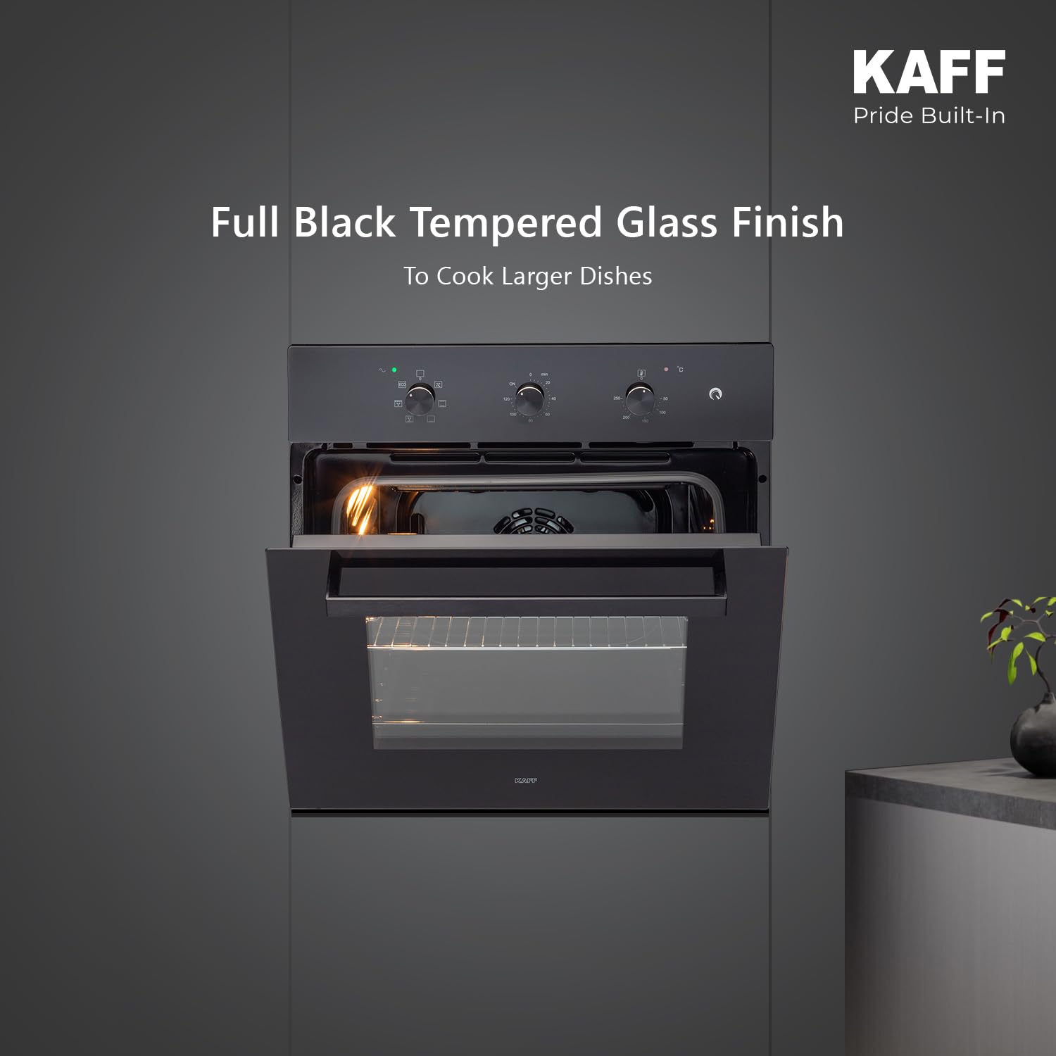 Kaff OV 83 ML7 Built-in Microwave Oven 83L Full Black Tempered Glass, 3 Layer Door (Black)