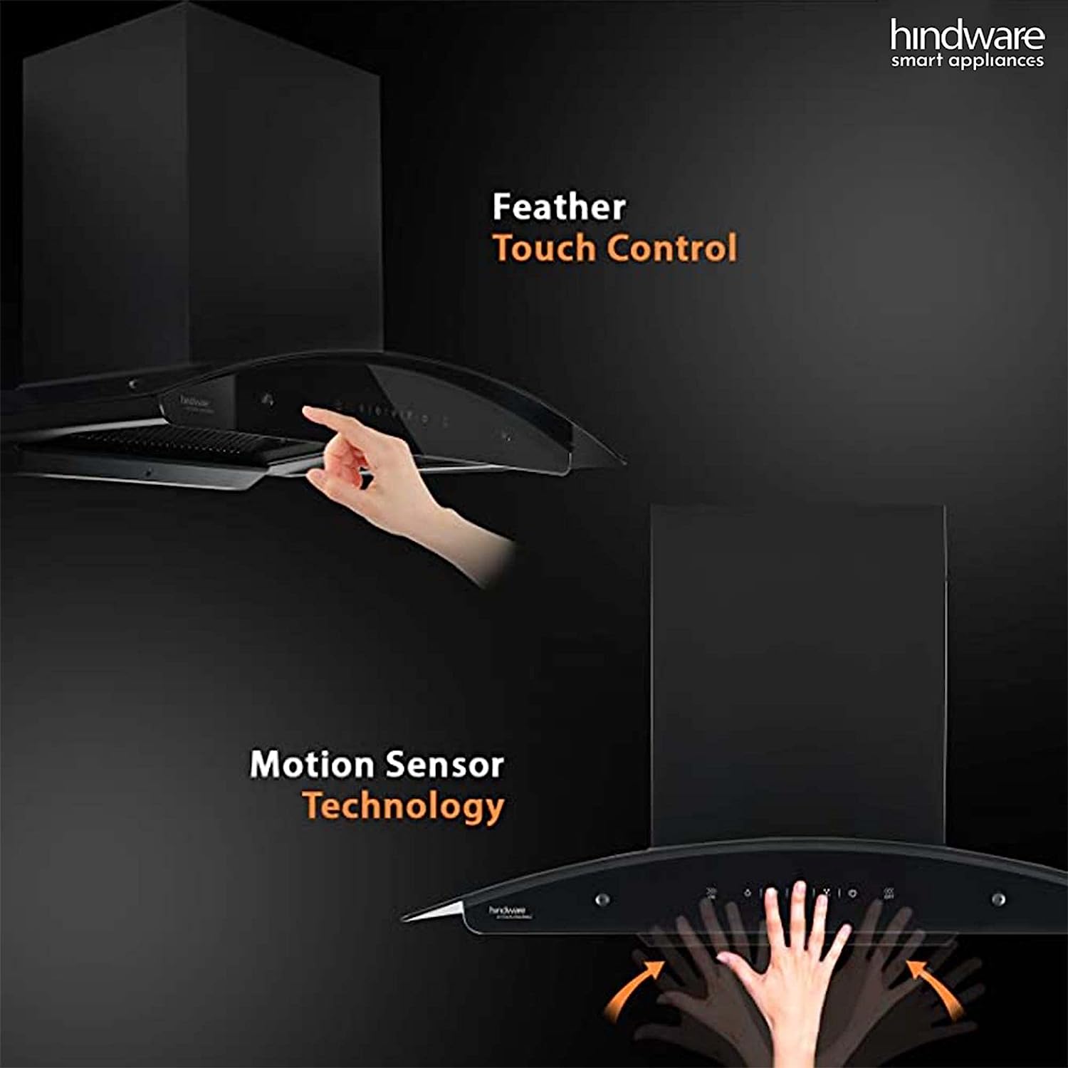 Hindware Nadia 60 cm 1200 m/hr Filterless Auto-Clean Kitchen Chimney with MS and Touch Control (Black, C100220)