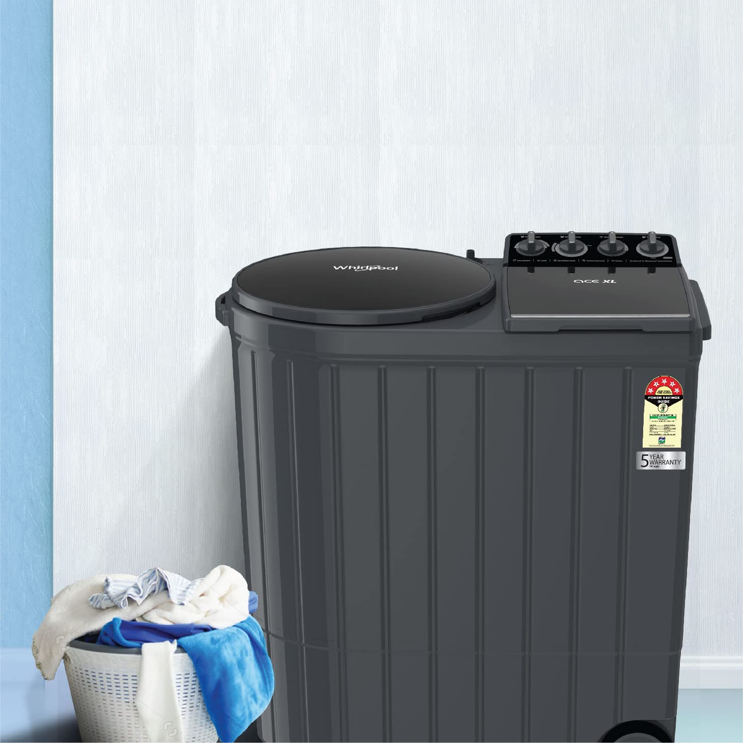 Whirlpool 11Kg Semi-Automatic Top Loading Washing Machine (Ace XL 11, Graphite Grey (10YR)