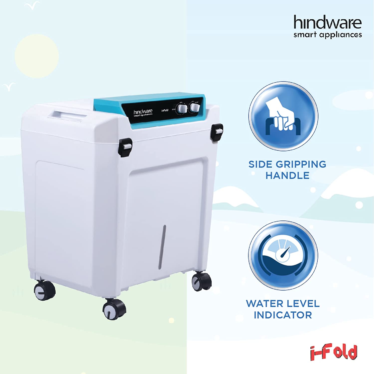 Hindware Snowcrest i-Fold 90L Foldable Desert Air Cooler White