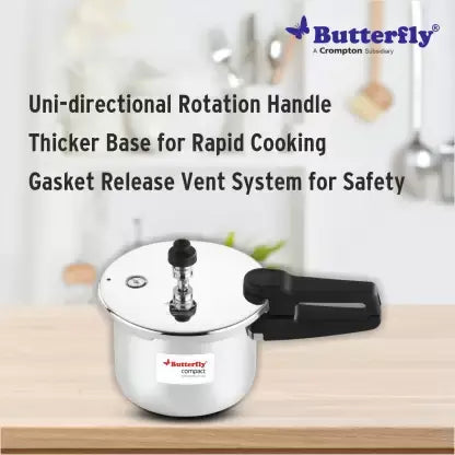 Butterfly COMPACT OLC SS 2 L 2 L Induction Bottom Pressure Cooker  (Stainless Steel)