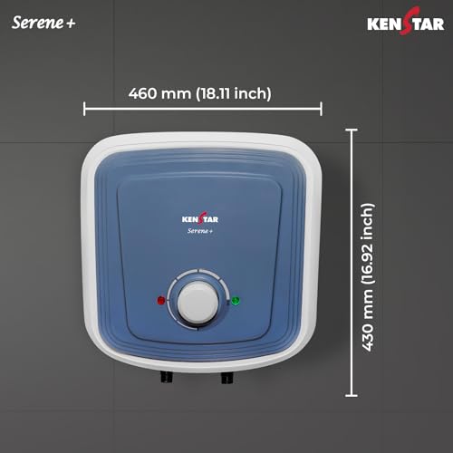 Kenstar SERENE + 25L Vertical Storage Water Heater Geyser 5 Star BEE Rated Heater For Water Heating White & Blue 2 Yr Warranty Wall Mounting