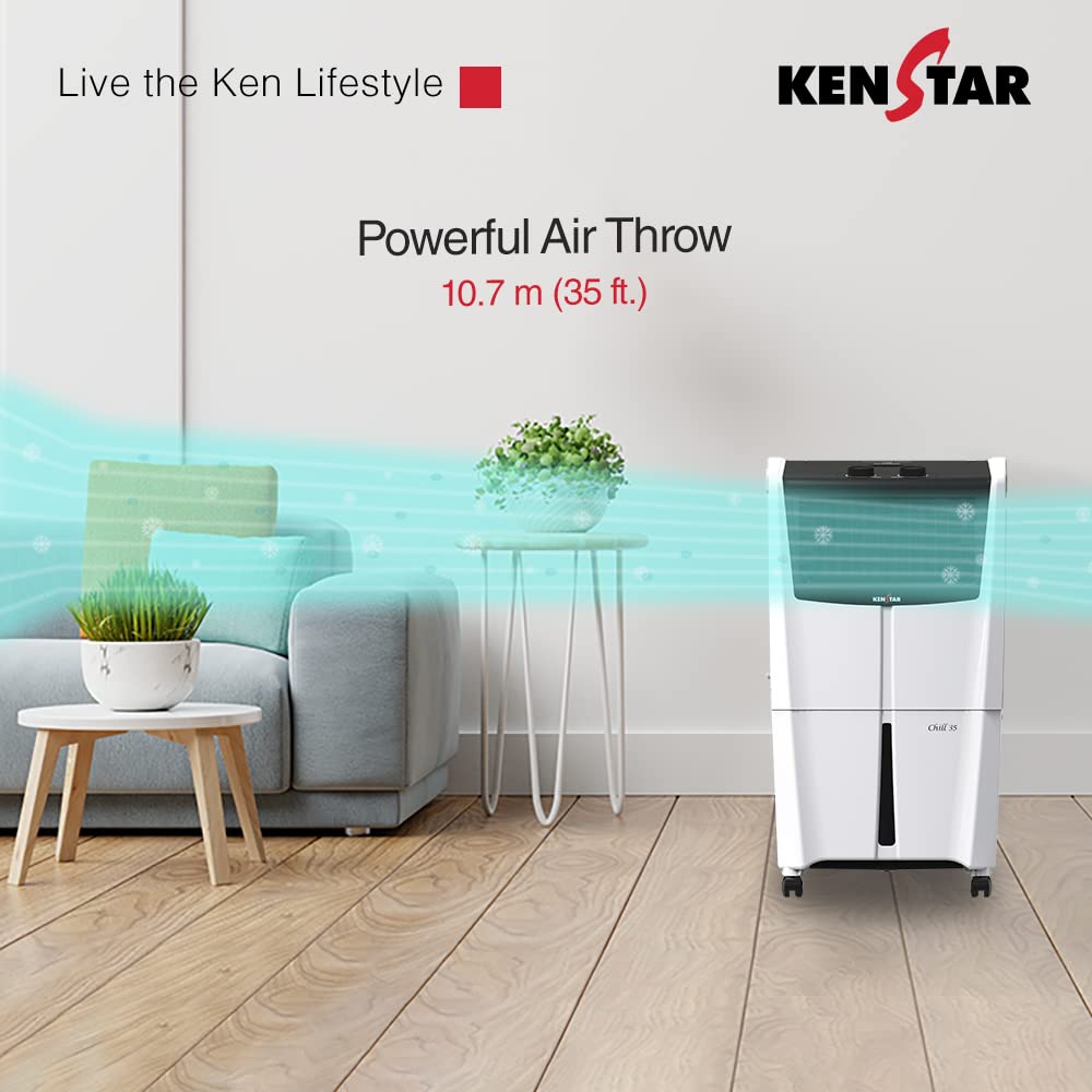 Kenstar Chill 35L  Honeycomb Personal Cooler White & Black