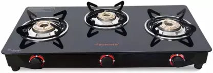 Butterfly Trio 3 Burner Glass Manual Gas Stove  (3 Burners)