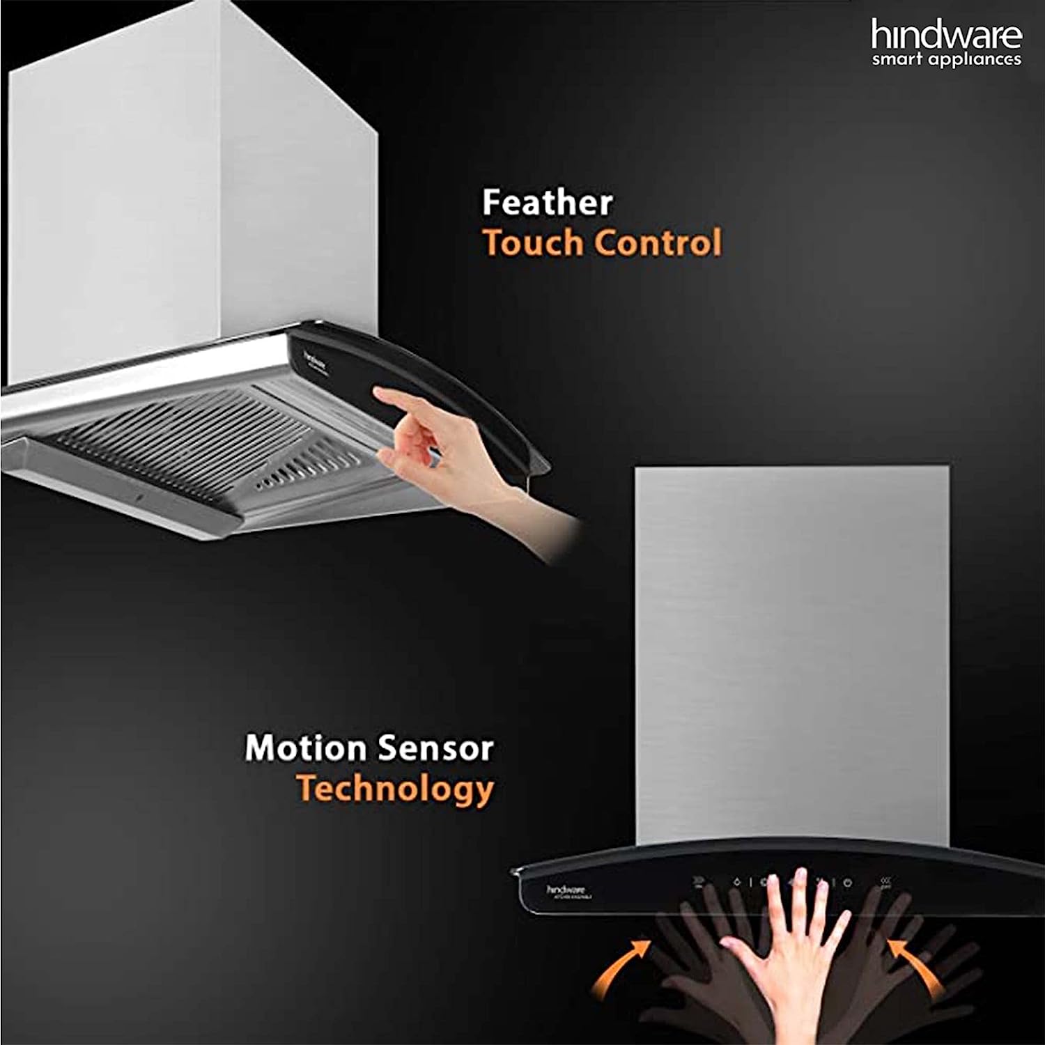 Hindware Nadia 60 cm 1200 m3/hr Filterless Auto-Clean Kitchen Chimney with MS and Touch Control (Inox, C100218)