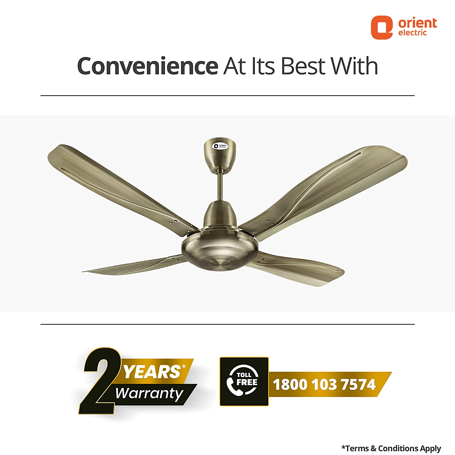 Orient Electric 1320mm Ceiling Fan Brushed Brass
