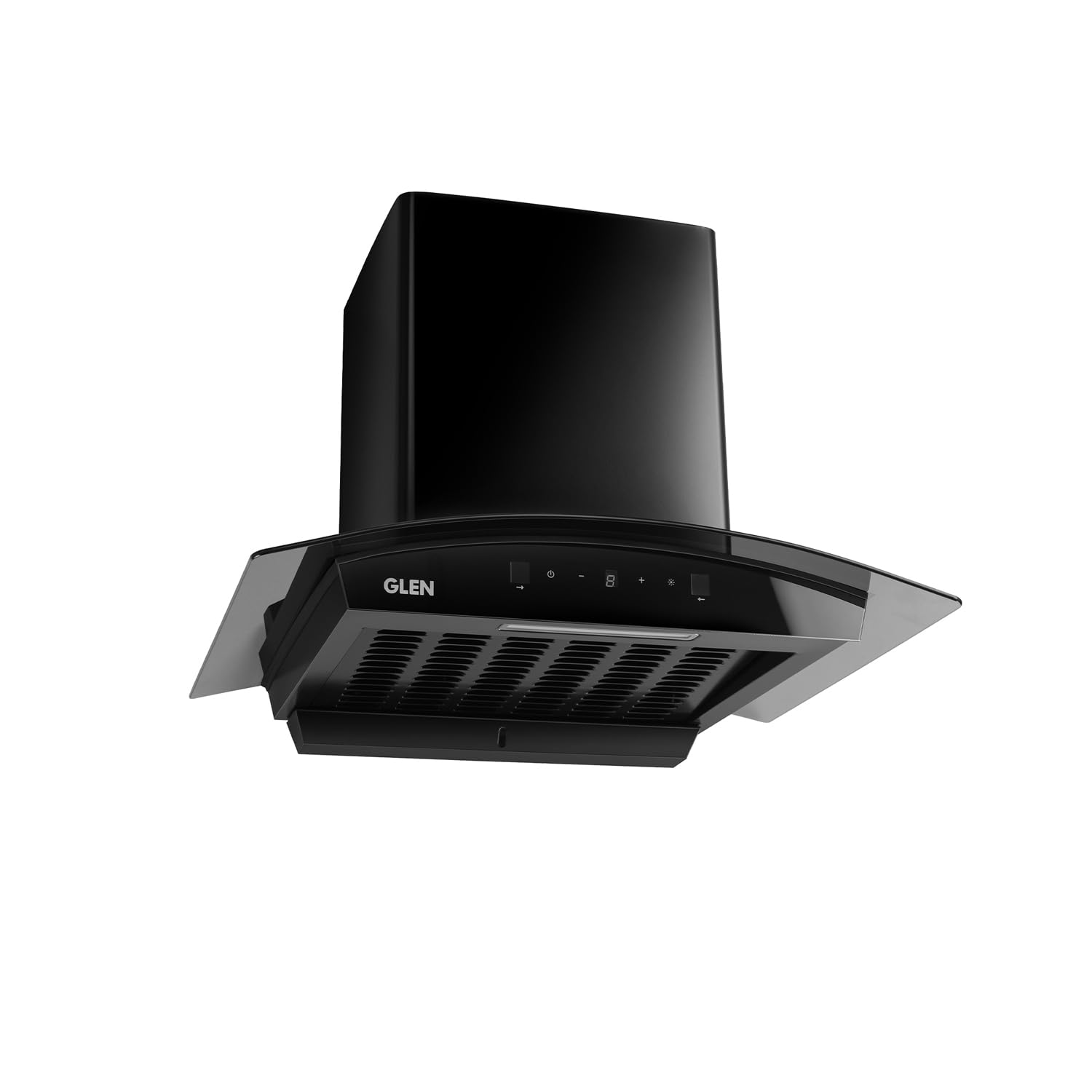 GLEN 60 cm 1500m3/hr Auto-Clean Filterless Curved Glass Kitchen Chimney With Motion Sensor+Touch Controls (Senza Turbo Black)