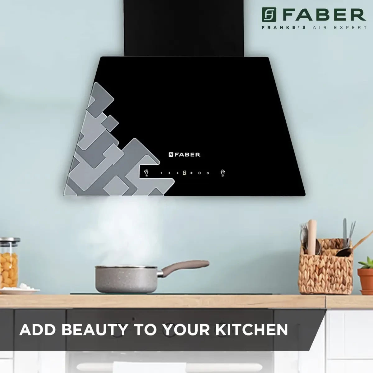 Faber 60 cm, 1200 m3/hr Auto-Clean Chimney (HOOD JARVIS HC SC BK 60, Baffle filter, Touch & Gesture Control, Black)