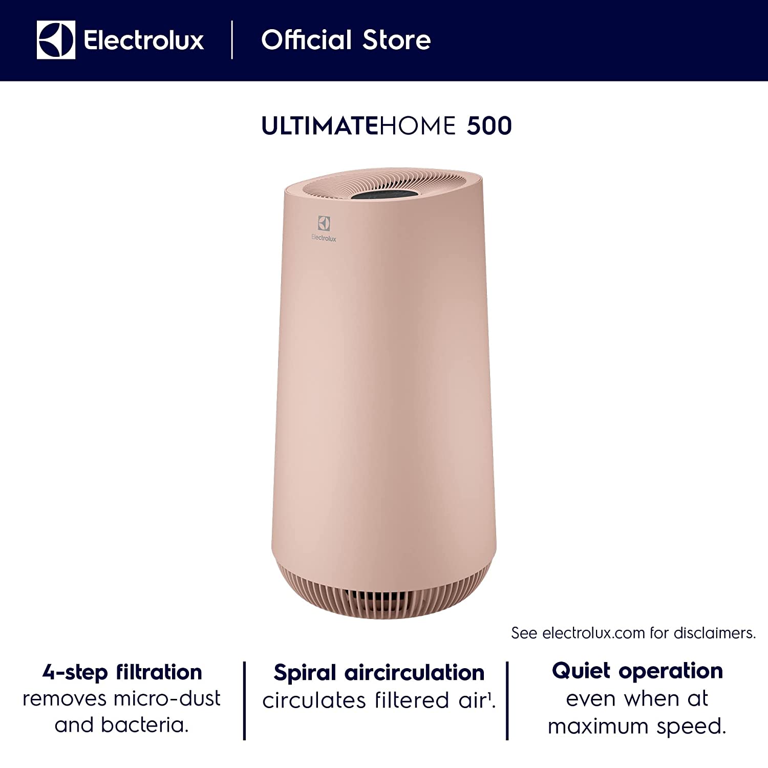 Electrolux Ultimate Home 500 Air Purifier with 4 stage Filter for 570Ft2  Room Coverage FA41-400PK