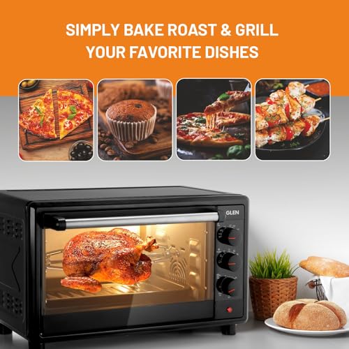 Glen Digital Oven Toaster Griller (OTG) - 25 Litres with Motorized Rotisserie 1700W - Black -SA5025R
