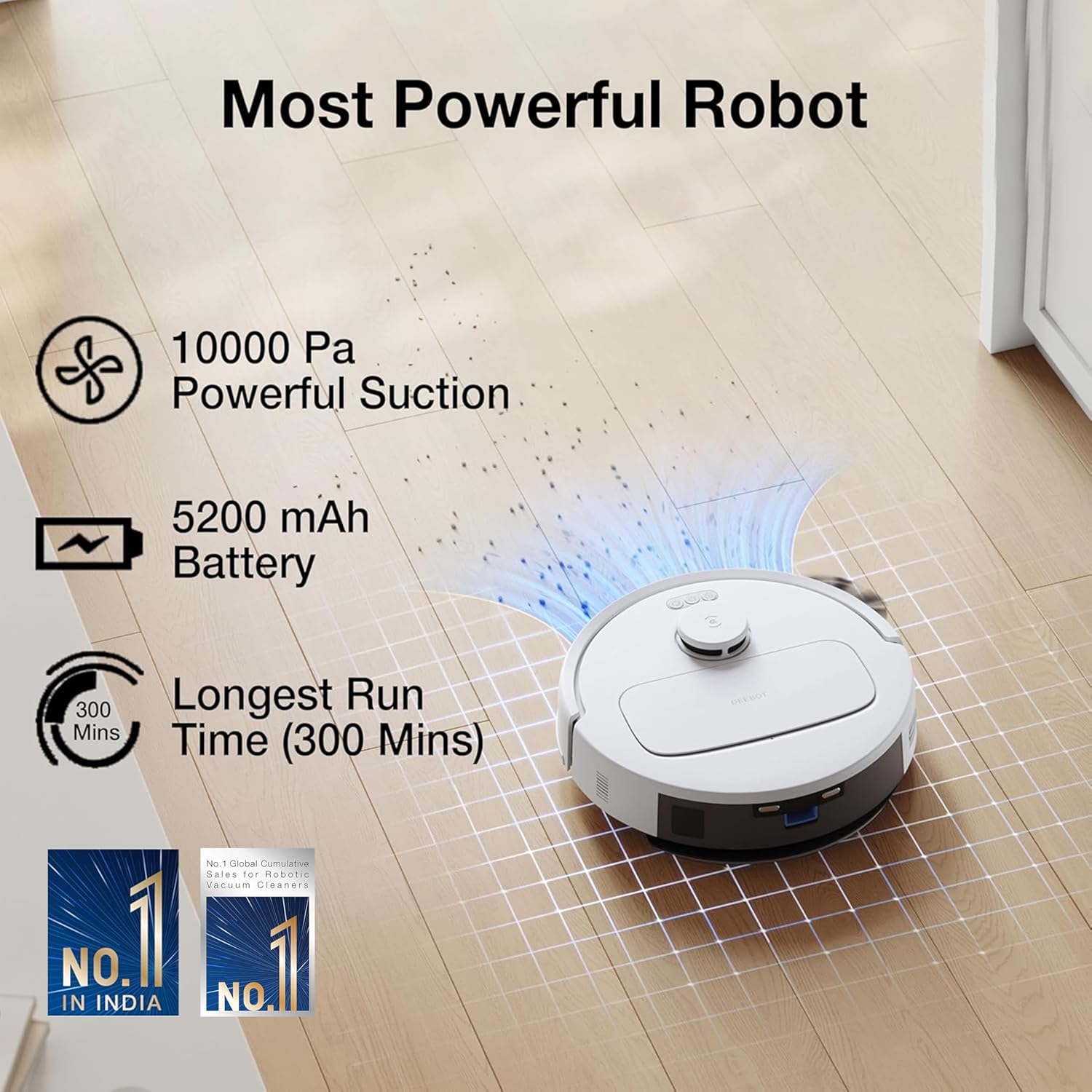 ECOVACS DEEBOT N30 White 2-in-1 Robot Vacuum & Mop, 2025 New Launch - 60