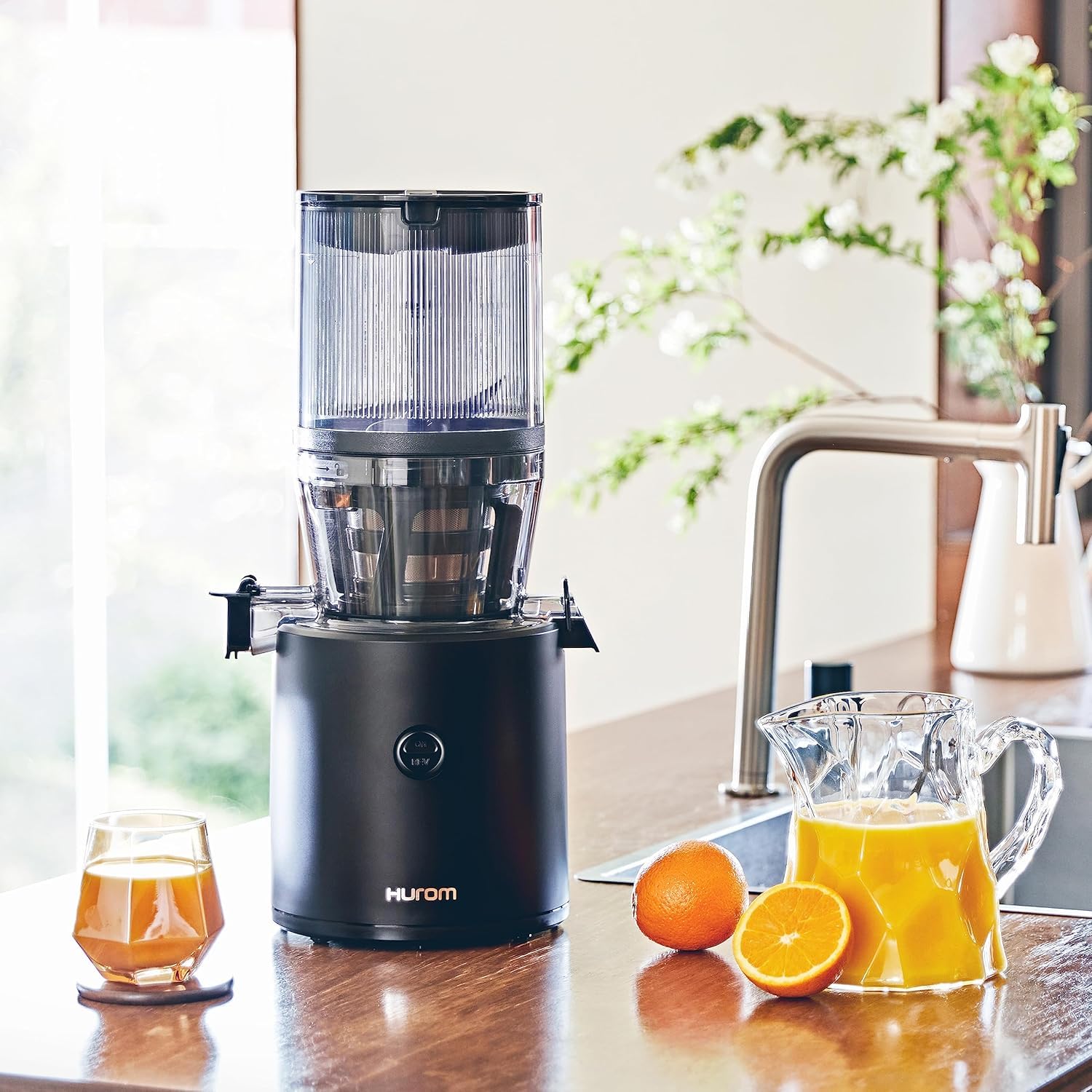 Hurom H320 Slow Juicer | Ultra Low Pulp | Hands-Free | Whole Produce Hopper | Quiet Motor | BPA Free | Easy Assembly | Cold Press Masticating Juicer (Black)