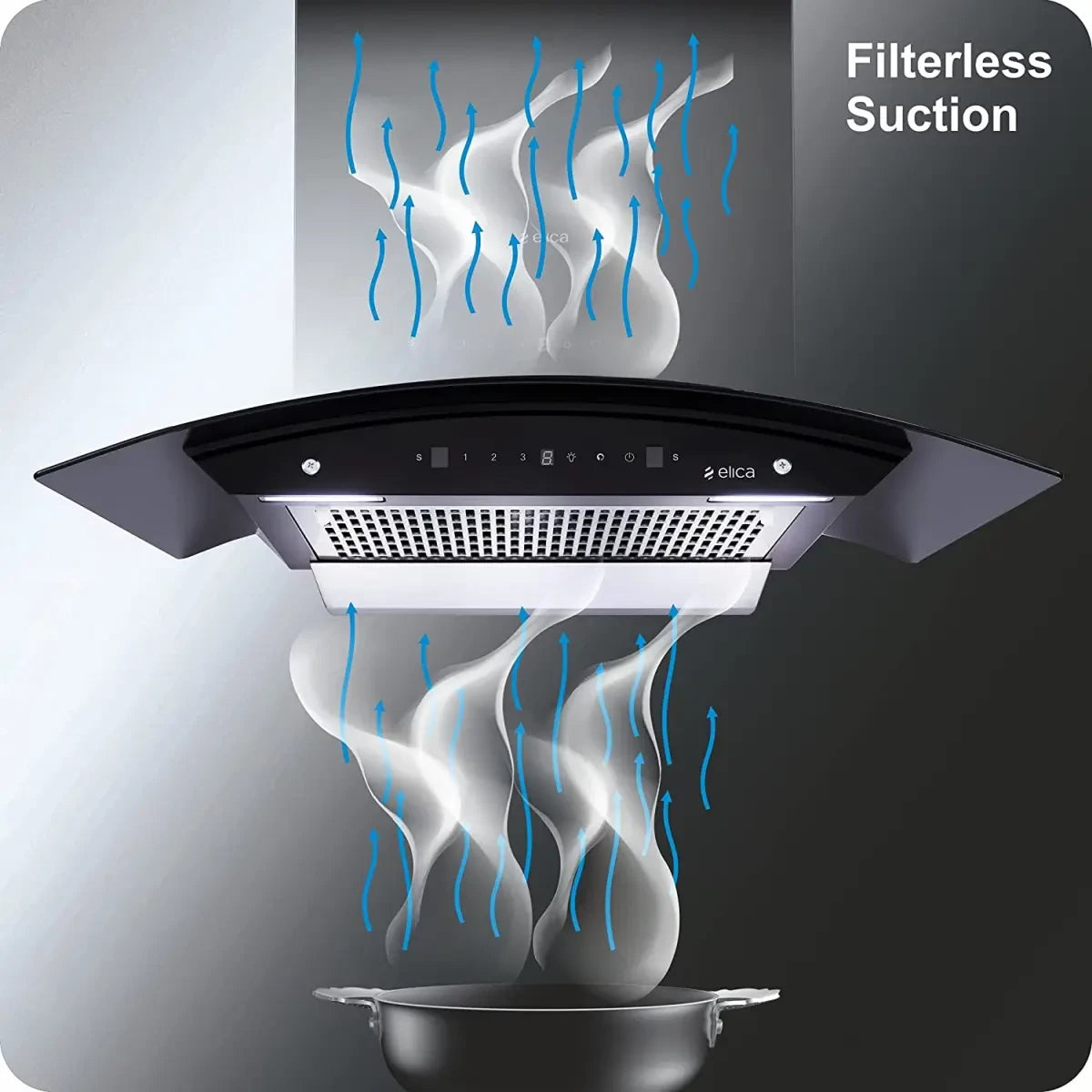 Elica 90 cm 1200 m3/hr Filterless Auto Clean Chimney (WDFL 906 HAC MS NERO, Touch + Motion Sensor Control, Black)