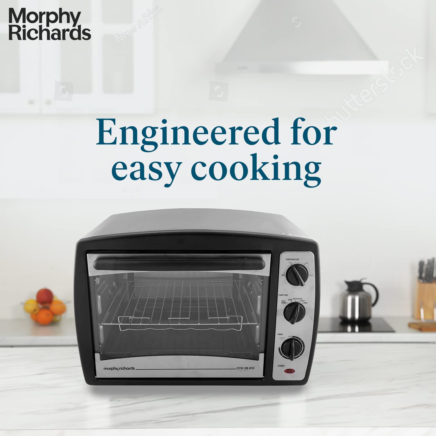Morphy Richards Motorised Rotisserie Stay On Function Mirror Finish Door Stainless Steel Body Oven Toaster Griller RSS - 28 Liter (Black),1600 Watts