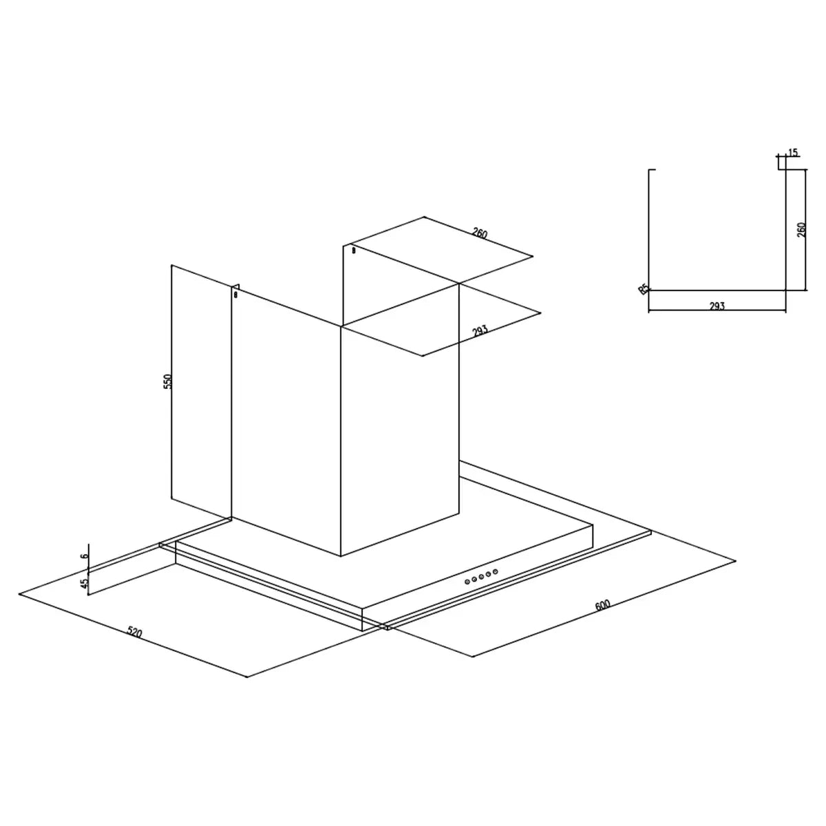 Glen Stainless Steel 60 cms Kitchen Chimney Push Button 6062 Baffle Filter 1000 m3h
