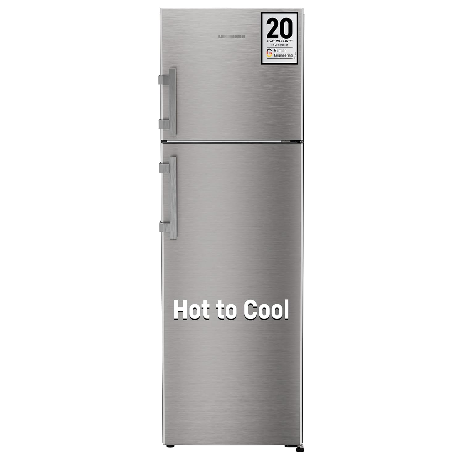 Liebherr 316L 2 Star Inverter Hot/Cool Lever Handle Frost Free Double Door Fridge, Duo Cooling, 20 Yr Warranty, Freezer 67L, Veg Organiser, Stainless