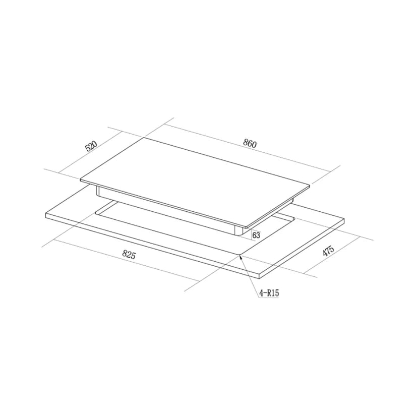 Hafele ALTIUS PLUS MATT 390 GLASS 3 Burner 86cm