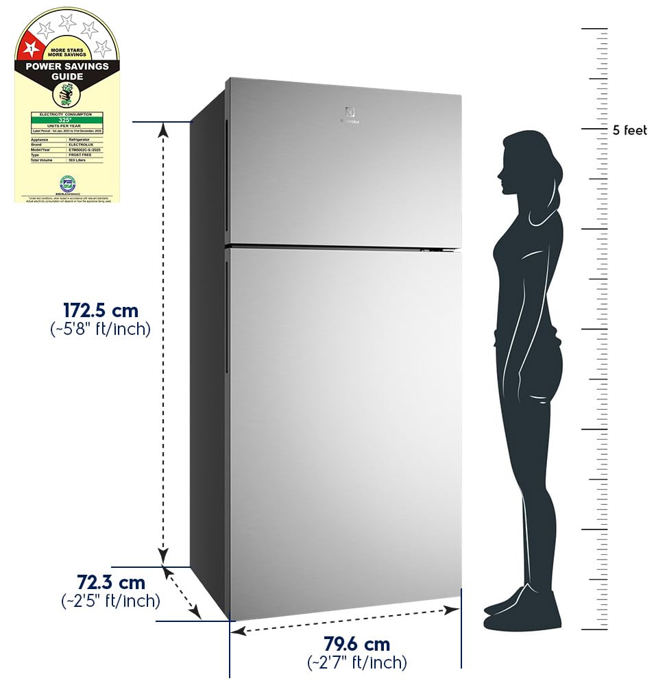 Electrolux 503L ETM5002C-S Double Door Refrigerator: Sleek and Spacious