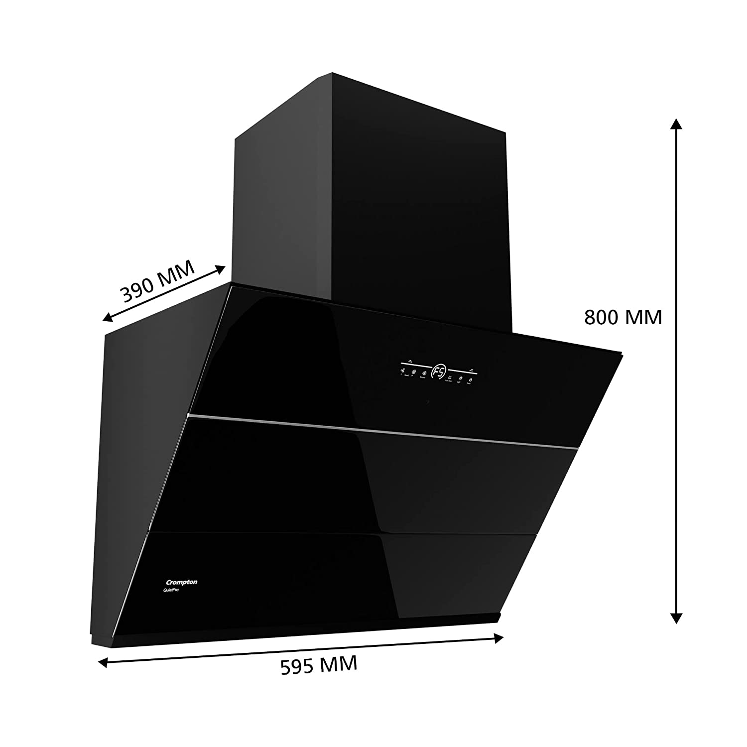 Crompton QuietPro Inverter Motor Inclined 60cm Chimney Filterles (Black), Free installation&Ducting kit,1780 m³/hr (CHD-QPVI60FLE-MBL)