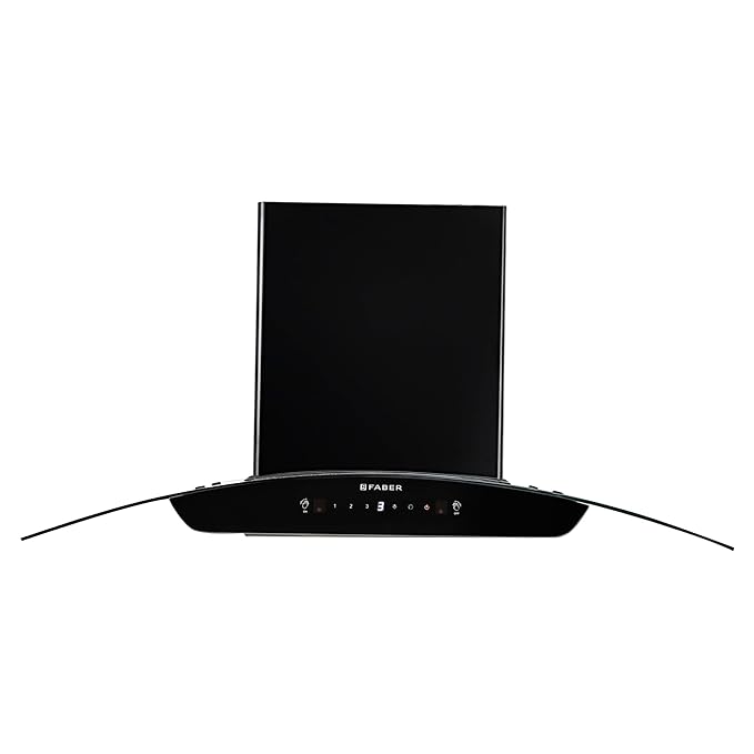 Faber Hood Marcus 90cm 1300 m³/hr Filterless Chimney | Touch & Gesture Control | Curved Shape | 12Yr Motor, 2Yr Comprehensive Warranty | HOOD MARCUS HC SC BK FL 90, Black