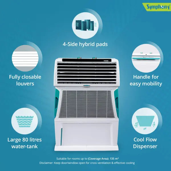 Symphony Touch 80 Room Air Cooler 80-litres (White)